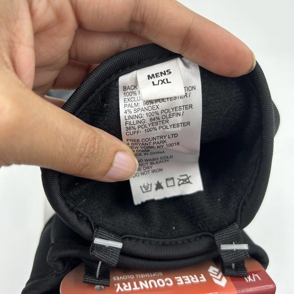 Free Country Gloves Mens L/XL Gray Softshell Touchscreen Compatible Snow Outdoor - Picture 5 of 8